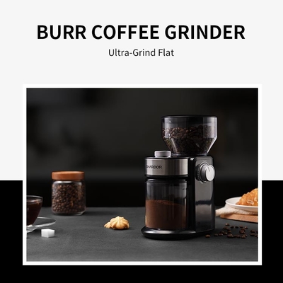 Small Flat Burr Coffee Grinder 240g 16 Setting Espresso French Press Coffee  Grinder